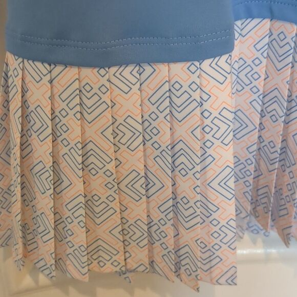 Adidas Preppy Tennis Dress Blue Button Down Polo 1 piece Athletic Flippy Skirt L - Picture 5 of 8